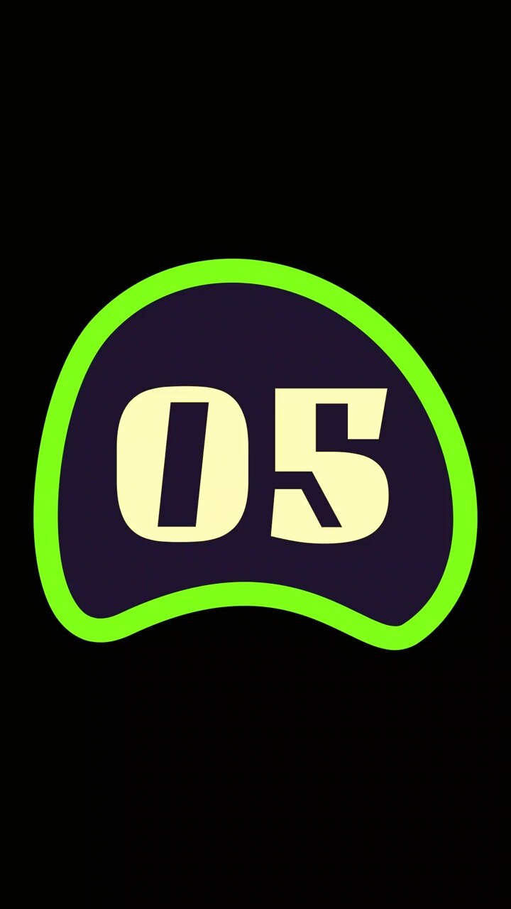 Animated Countdown Timer from Ten to Zero on Black Background
