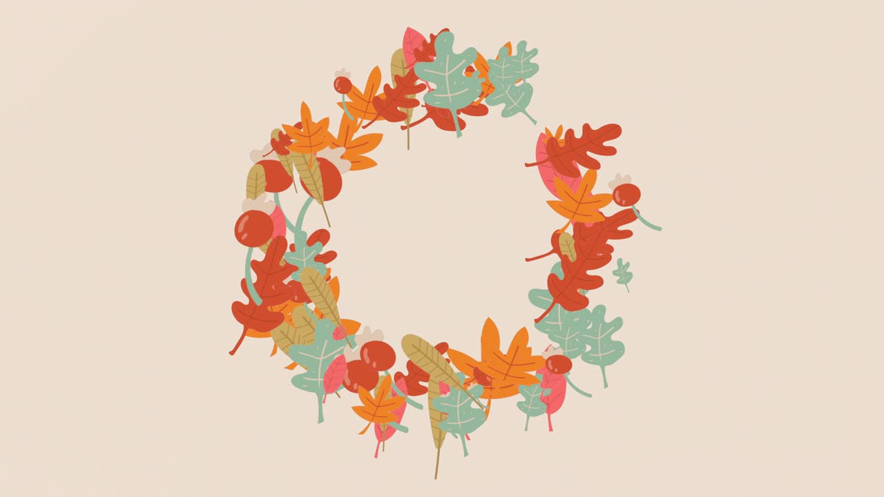 Herbstfarbene Blätter, runder Rahmen mit Windanimation