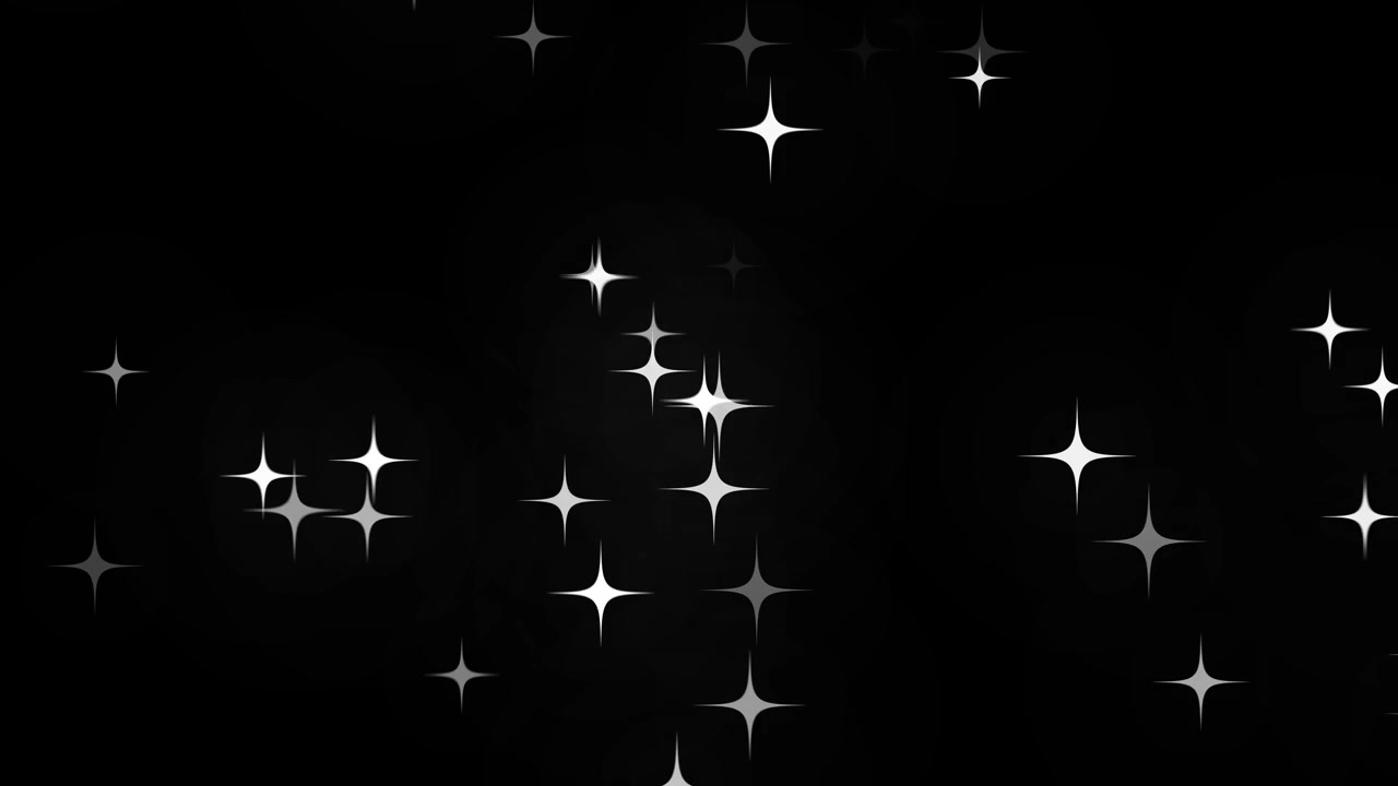 Floating White Star Shapes on Black Background
