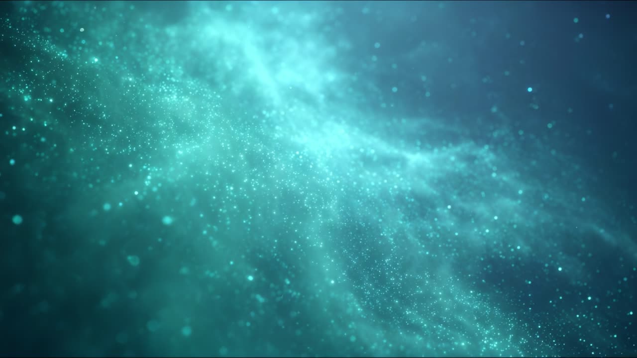 A mesmerizing swirl of ethereal lights and particles dances through the depths of space, creating a stunning visual experience of cosmic beauty and dynamic energy in a serene, dreamlike atmosphere