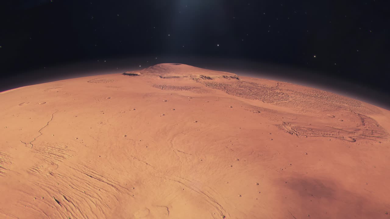 Close Profile Shot of Olympus Mons, the Largest Volcano and Mountain in the Solar System