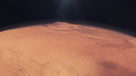 Close-Profile-Shot-of-Olympus-Mons,-the-Largest-Volcano-and-Mountain-in-the-Solar-System