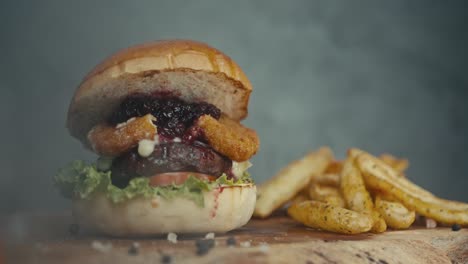 gourmet cheeseburger with fries