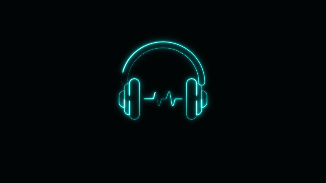 Neon Headphones with Waveform
