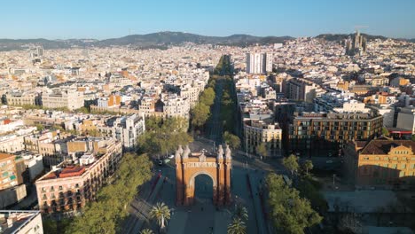 historic arc de triumph in barcelona, spain