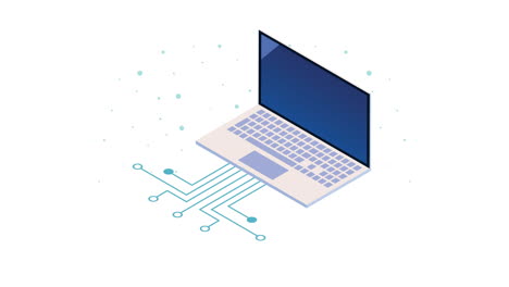 animación tecnológica de computadoras portátiles isométricas