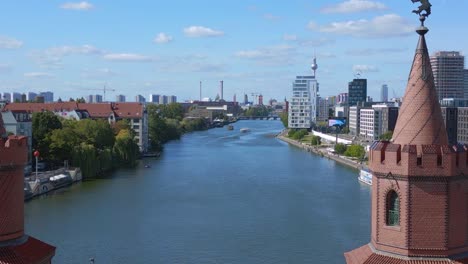 summer day east west berlin border river bridge germany