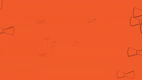 Animation-of-bow-ties-floating-over-orange-background