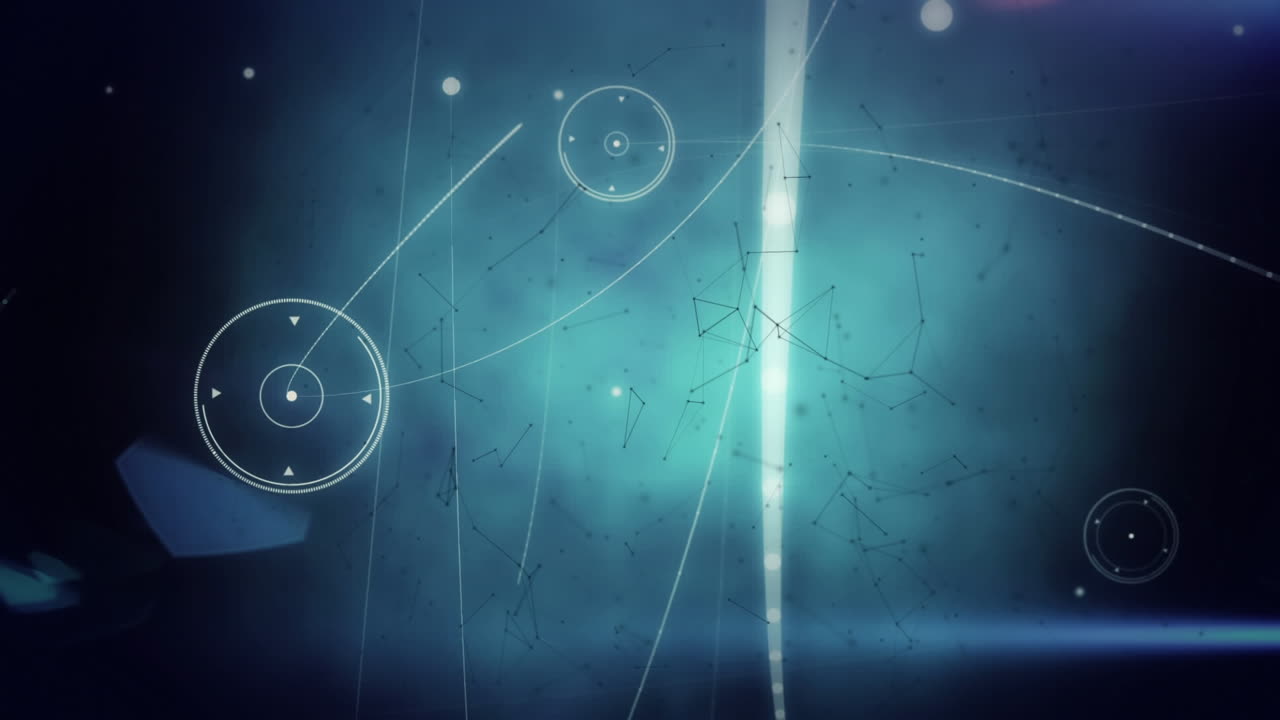 Animation of clock faces and constellations on black background