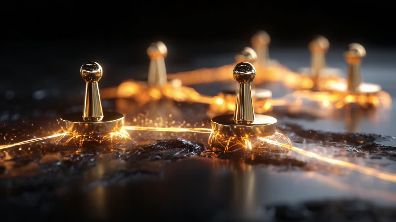 A Close-up of Illuminated Gold Game Tokens on a Black Surface, Symbolizing Strategy and Connection in a Dynamic and Engaging Game Environment