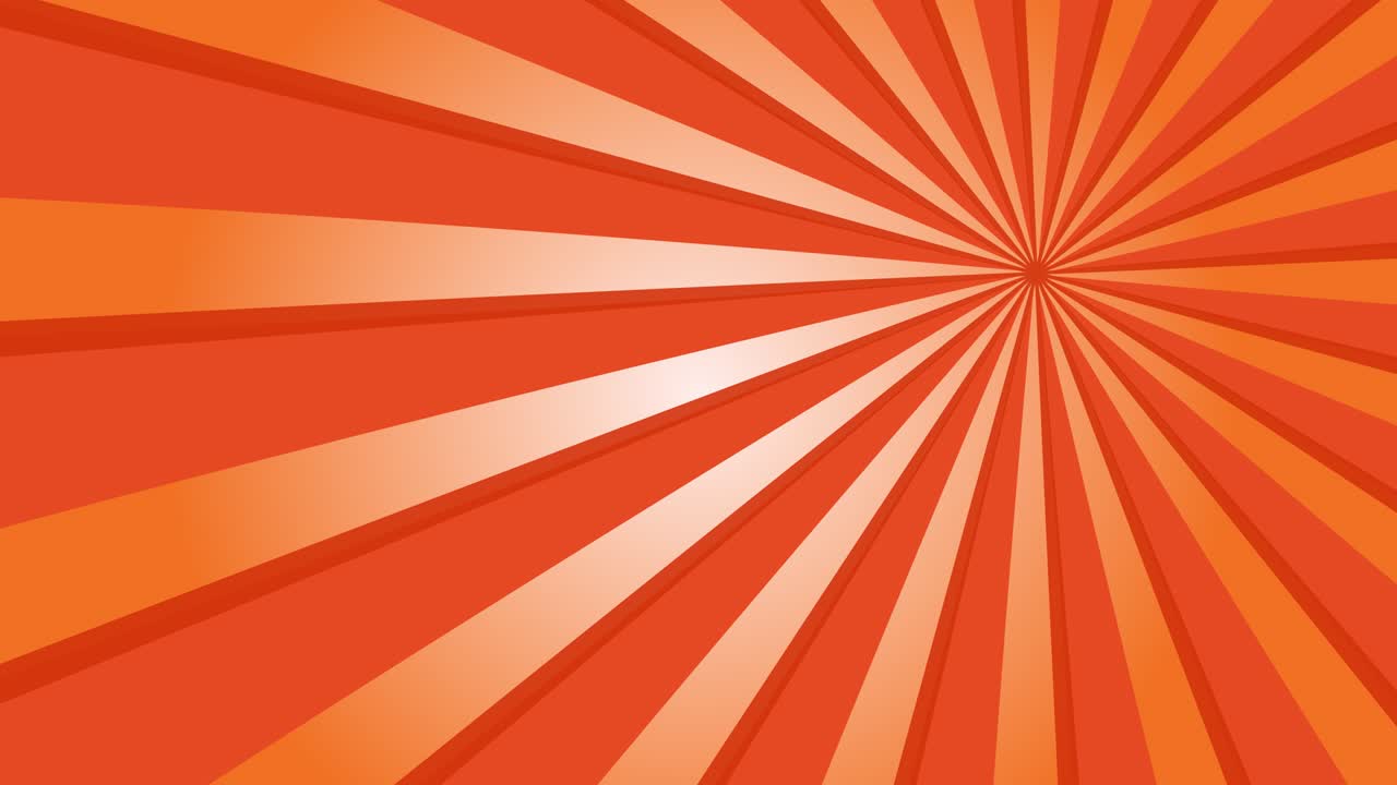 Radiate orange lines spin around the upper right of the background.