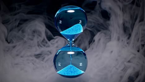 blue hourglass in smoke