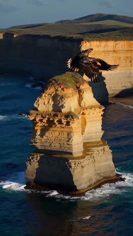 eagle soaring above the great ocean road coastline