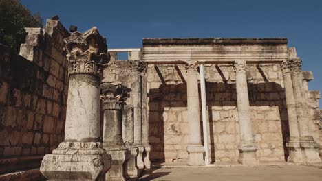 capernaum synagogue foundation stones and pillars ruins historic