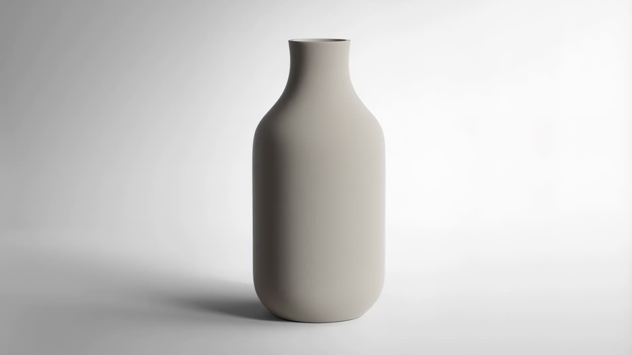 Minimalist Beige Bottle on White Background