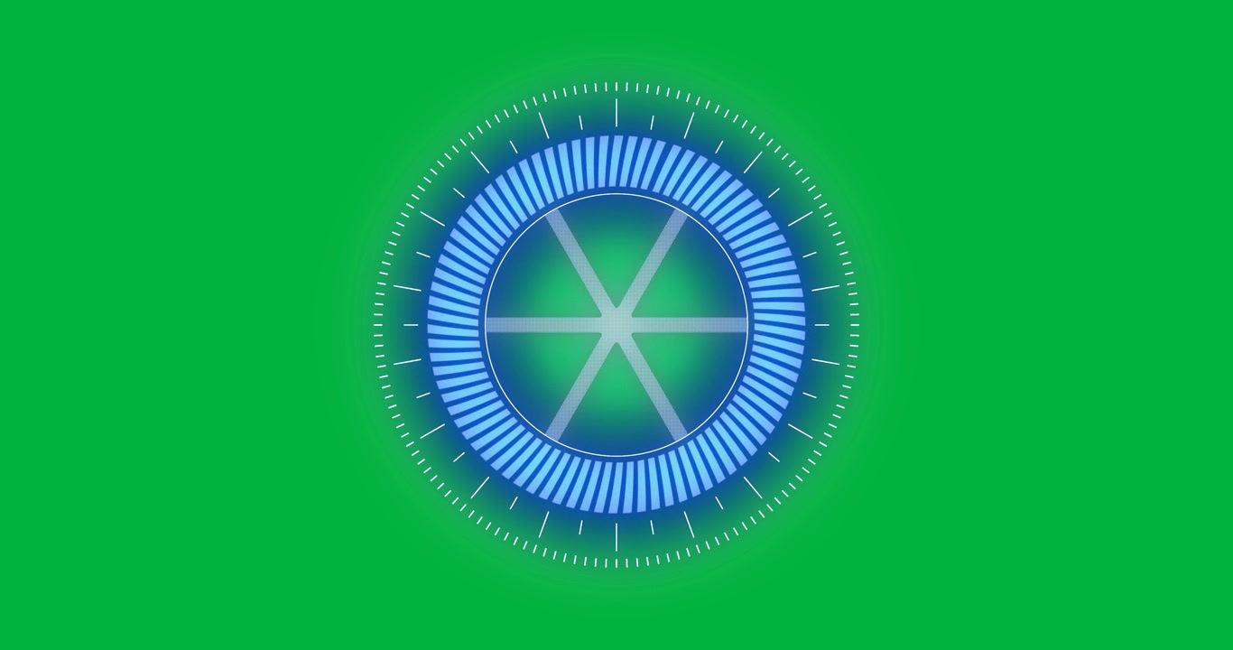 Animation of blue, purple and white scope scanning and spinning on black background