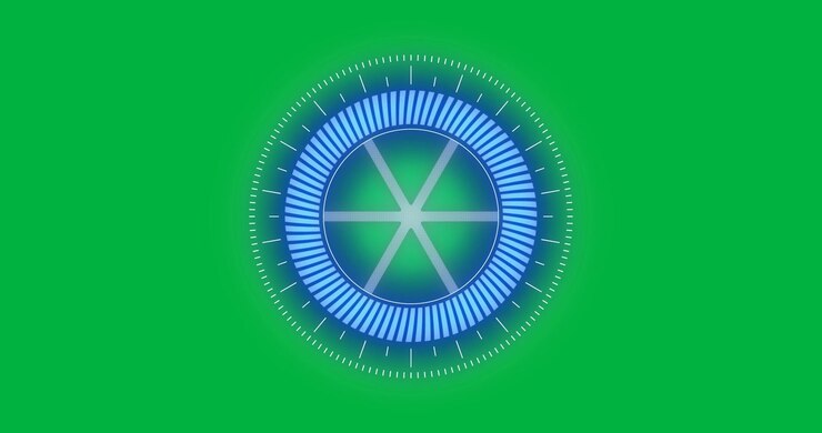 Animation of blue, purple and white scope scanning and spinning on black background