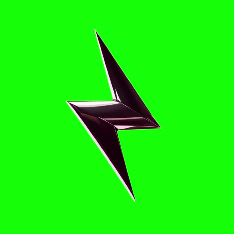 Silver lightning icon animation, transparent 4K video, green screen