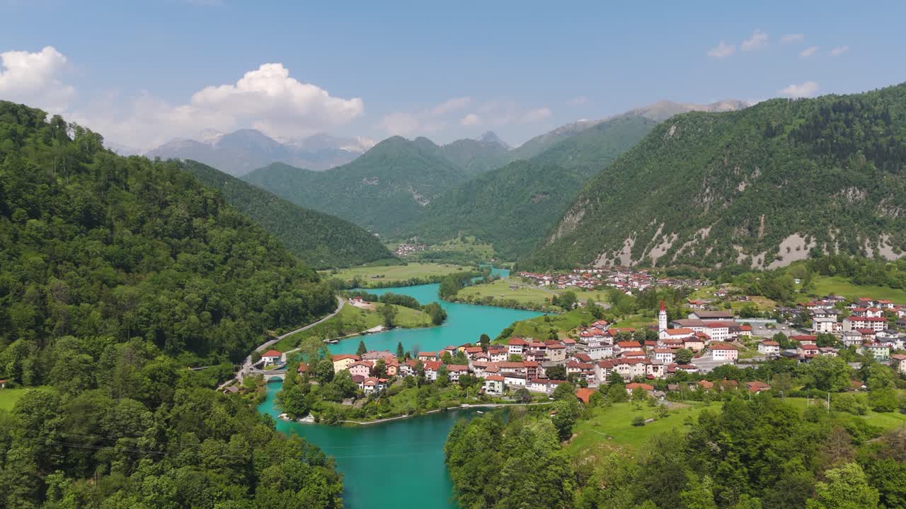 Posočje region aerial view Most na Soči Slovenia