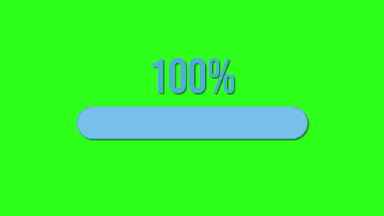 Smoothly transitioning percentage bar animation on a vibrant green background, illustrating progress from 16% to 100% in 8 seconds
