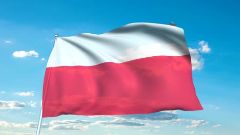 flag of poland with fabric structure against a cloudy sky (loopable)