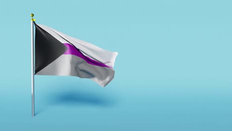 una bandera de orgullo demisexual con rayas púrpuras ondea contra el fondo