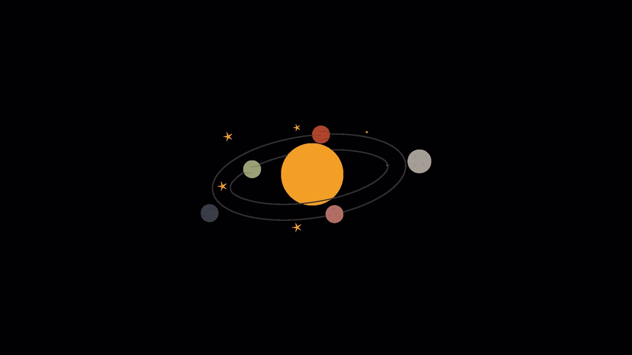 Semplice sistema solare animato con pianeti e orbite