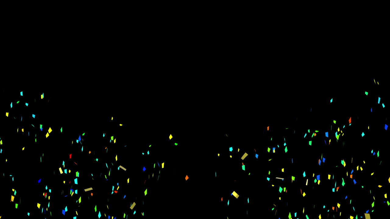 animación de confeti multicolor que cae contra un fondo negro