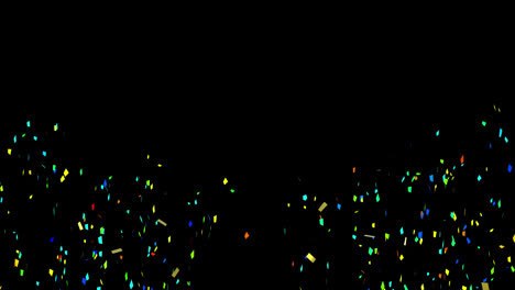 animation of multi coloured confetti falling against black background