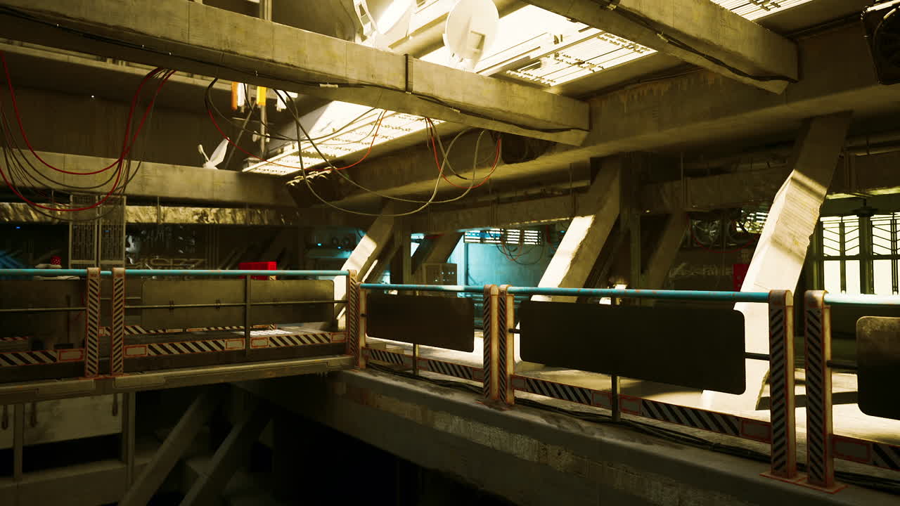 almacén futurista abandonado