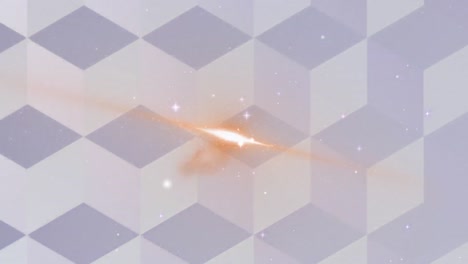 animación digital de formas abstractas en 3d sobre fondo gris contra estrellas brillantes en el espacio