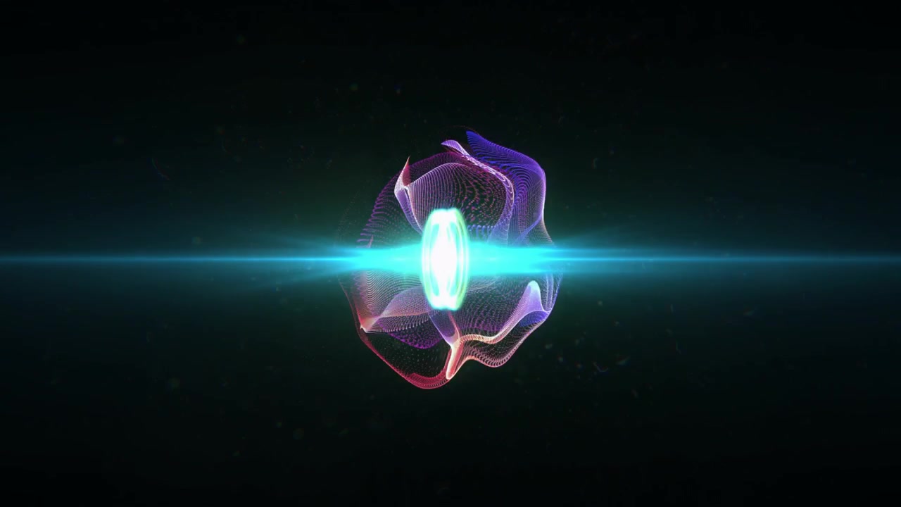 On cyan band crossing midline, mesh orb morphing, pulsing and releasing particles to visualize flow