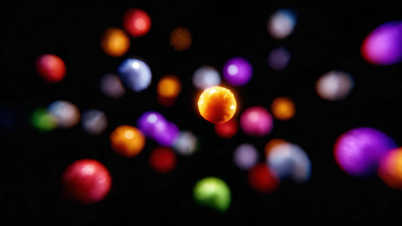 A Vibrant Display of Colorful Spheres Floating in a Dark Space, Creating a Dynamic and Engaging Visual Experience Through their Vivid Patterns and Varied Light Reflections