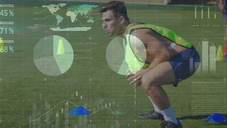 animación del procesamiento de datos financieros sobre diversos jugadores de fútbol
