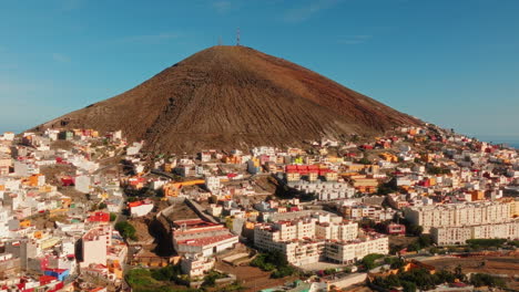 gran canaria island highrise residential and commercial buildings in hot climate, canary islands off the atlantic coast, aerial view