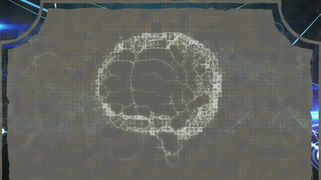 연결 네트워크와 함께 회전하는 인간의 뇌의 애니메이션