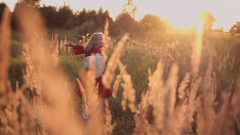 beautiful woman posing into camera and smile at golden sunset 74