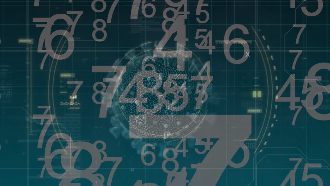 video compuesto digital de los números de escaneo del alcance contra un fondo azul