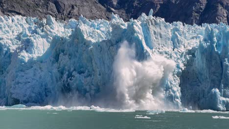 excellent close-up of alaska's sawyer glacier calving