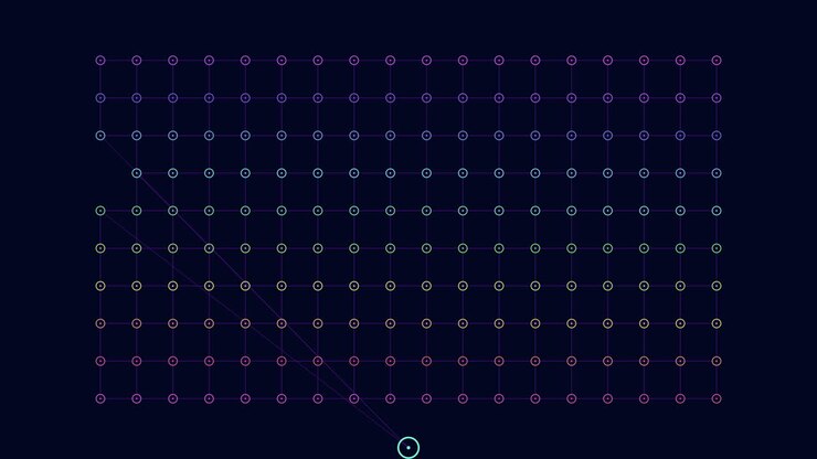 Geometric grid with dots captivating pattern on dark background