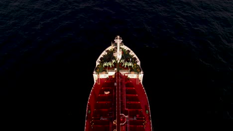 top view of a tanker ship at sea