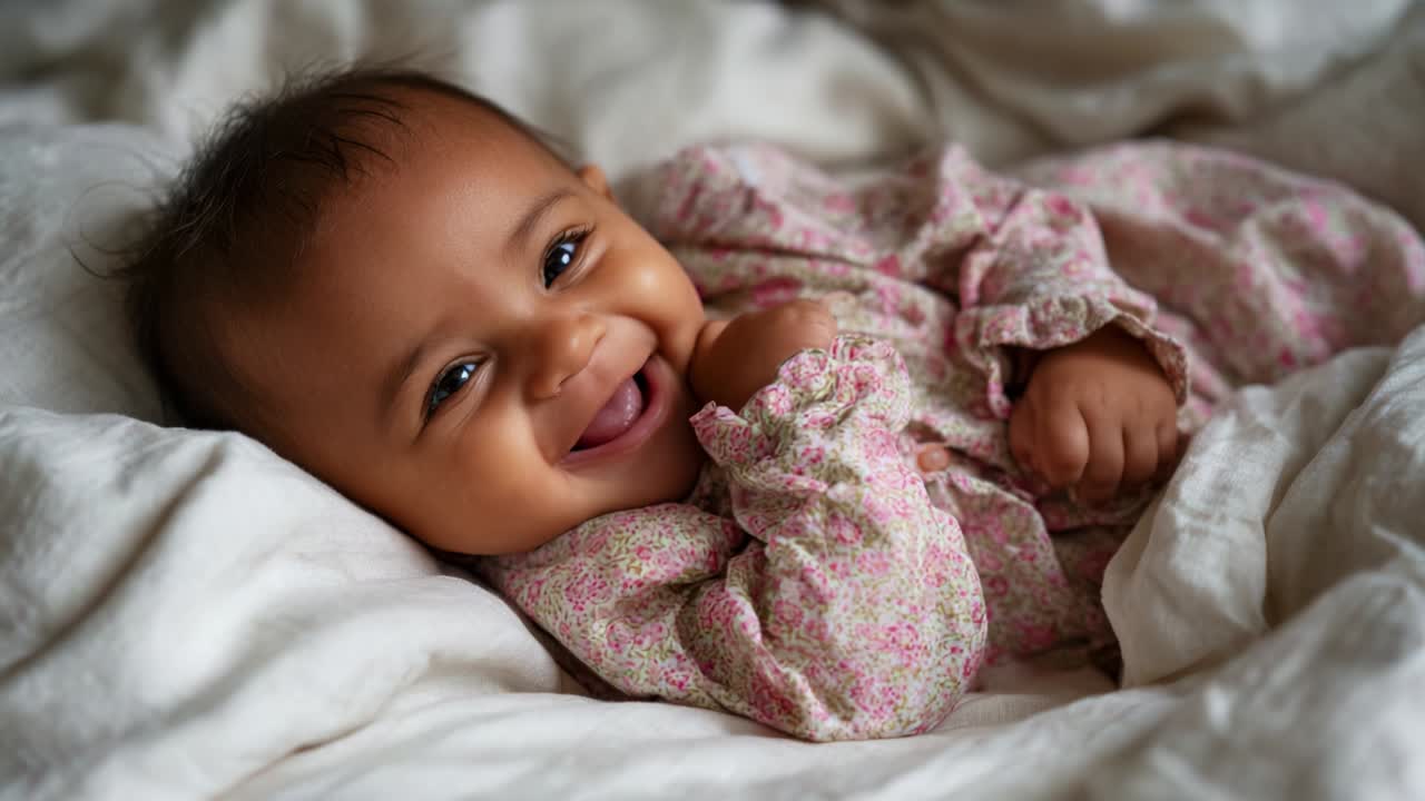 A Heartwarming Smile: The Joyful Expressions and Delightful Charm of a Happy Baby in Gentle Surroundings Captured in Two Timeless Frames