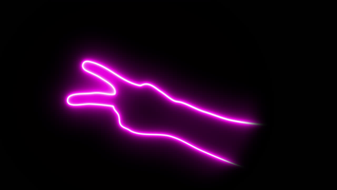 Neonlight pinkcolored Hand signs Peace.  4K
