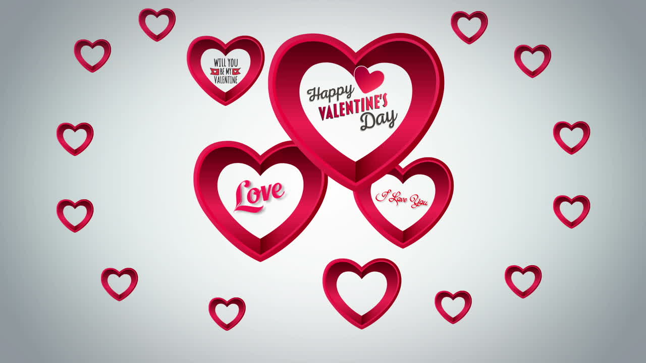 vector de día de san valentín con corazones en fondo gris