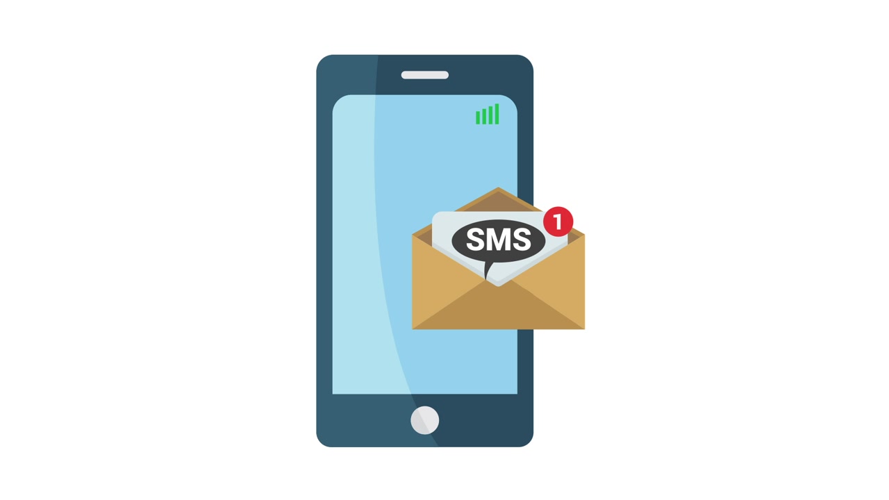 Animated Smartphone Receiving SMS Text Message Notification