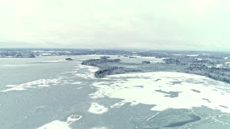 aerial view of cold winter day flying above