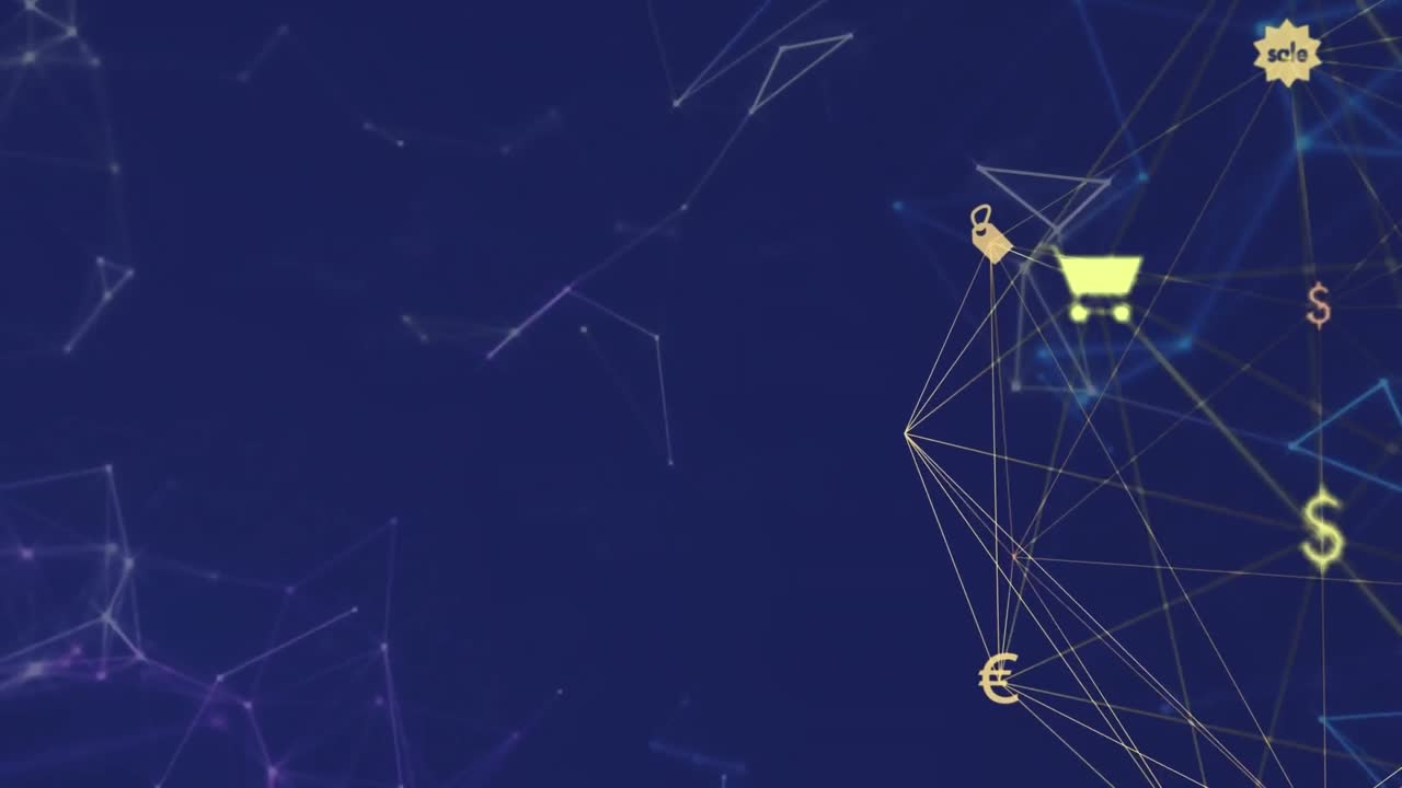 animación de la red de conexiones sobre fondo azul