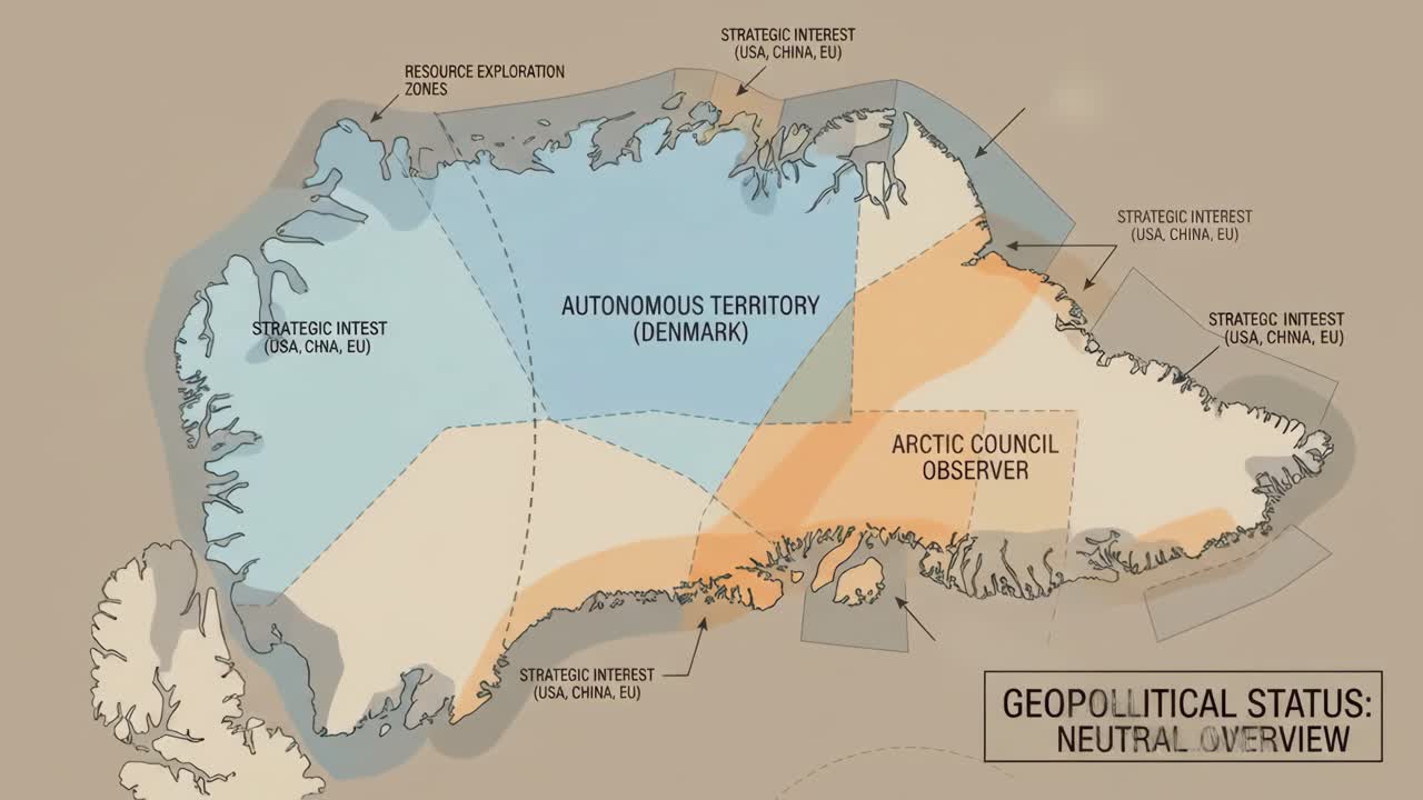 Mappa geopolitica animata della regione artica che mostra le zone di esplorazione delle risorse