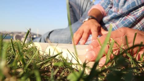 joven leyendo un libro en el parque