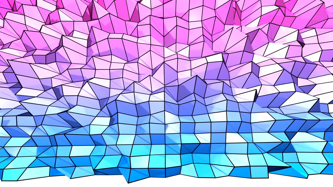 4k limpio bajo poli fondo animado en bucle. animación 3d sin costuras en estilo geométrico moderno con colores de gradiente modernos. fondo creativo simple. colores de gradientes rojos azules 2